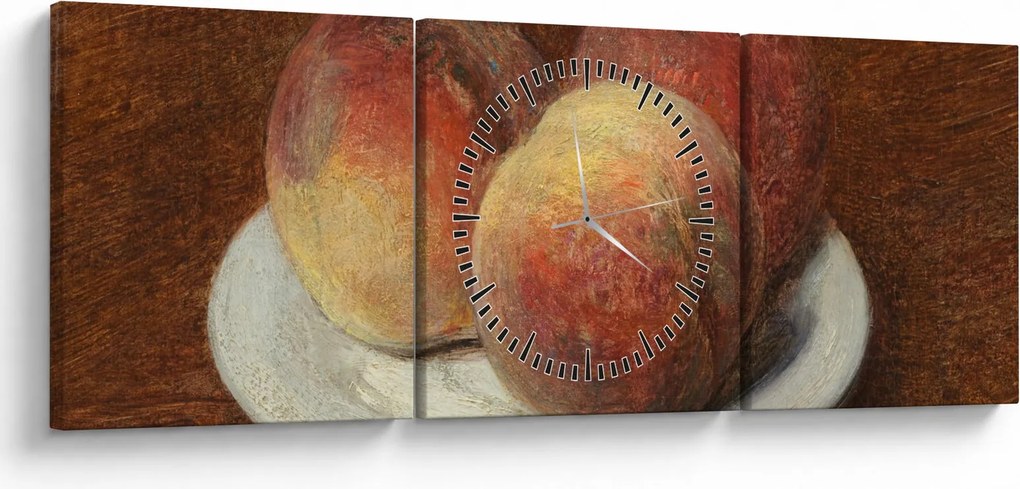 Tablou - Henri Fantin-Latour, Three Peaches on a Plate, reproducere (cu ceas) (90x30 cm)