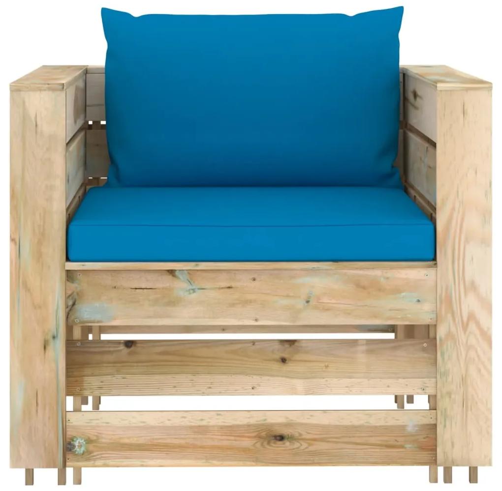 Set mobilier gradina cu perne, 2 piese, lemn tratat verde light blue and brown, 2