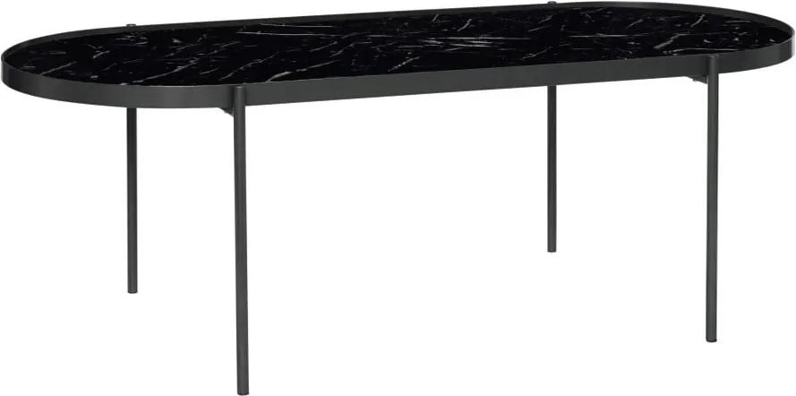 Masă cu blat din sticlă Hübsch Table, lungime 120 cm, negru