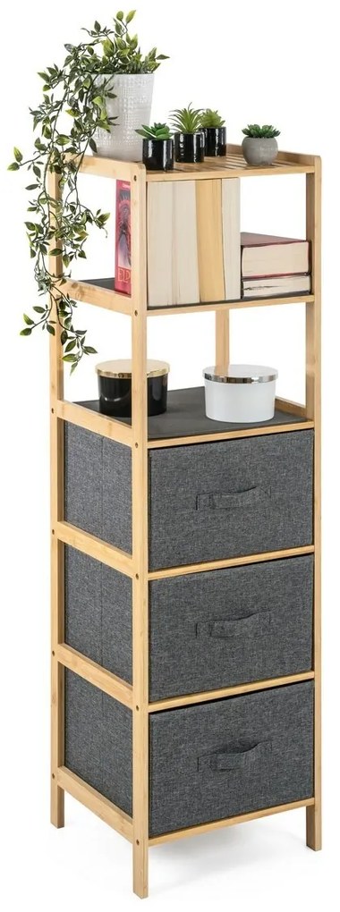 Raft din bambus cu coșuri G21, 5 etajere, gri, 5 etaje