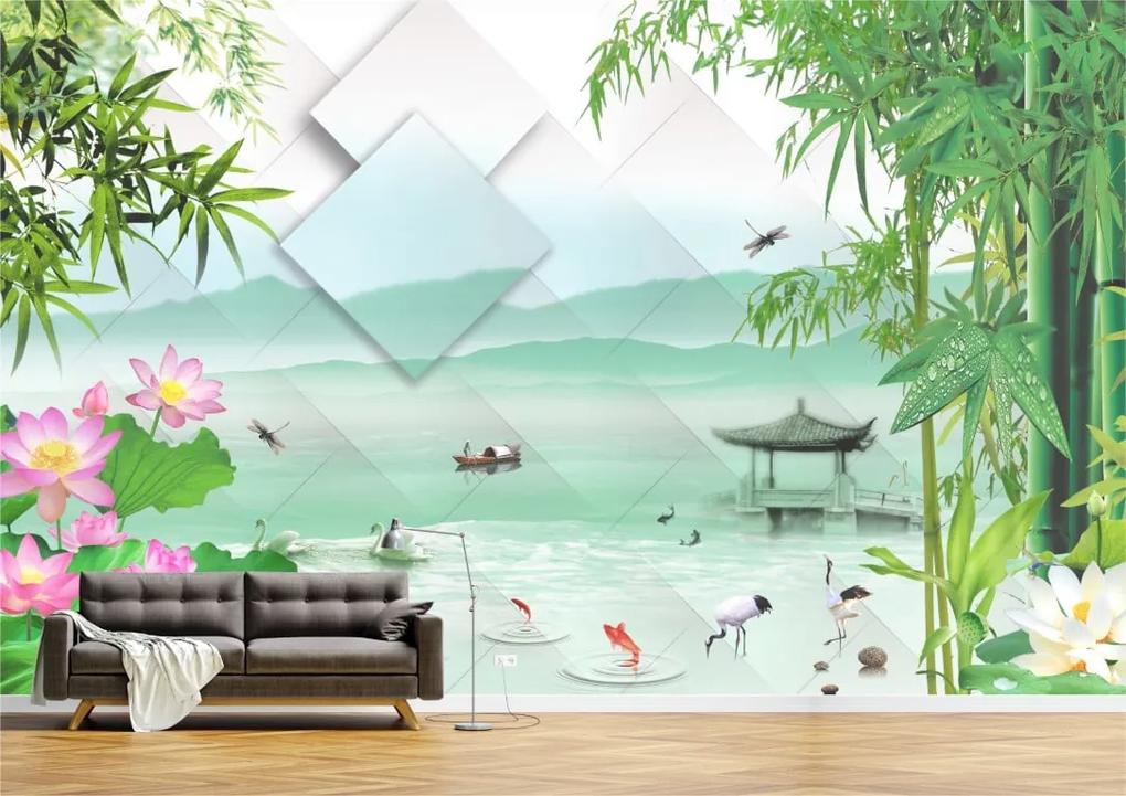 Tapet Premium Canvas - Abstract peisaj asiatic