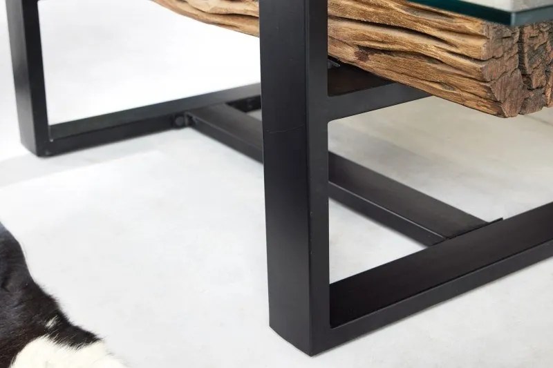 Masuta design high-tech din metal si lemn masiv, Barracuda 130cm