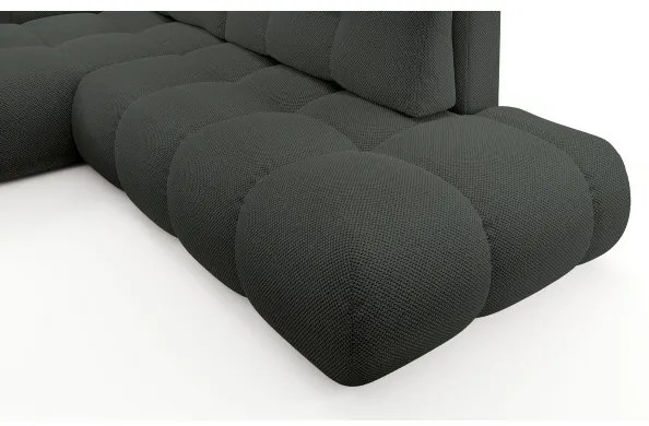 Colțar extensibil tapițat ALMADA, cu spațiu de depozitare, în L, stânga, antracit