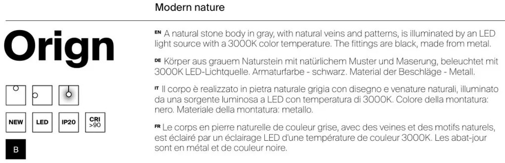 Aplica de perete LED, Piatra naturala, Orign 55W