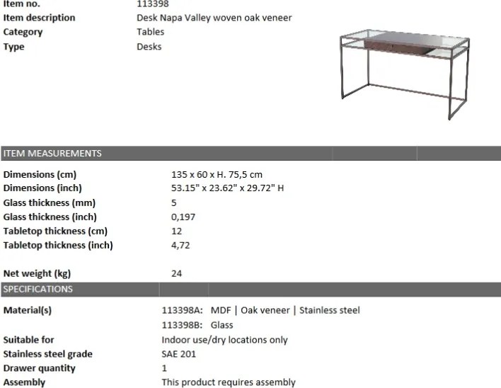 Birou design LUX Napa Valley bronz 113398 HZ