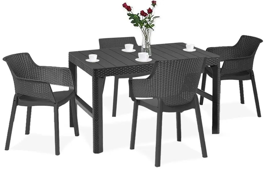 Set mobilier de grădină Evyon 4+1, grafit