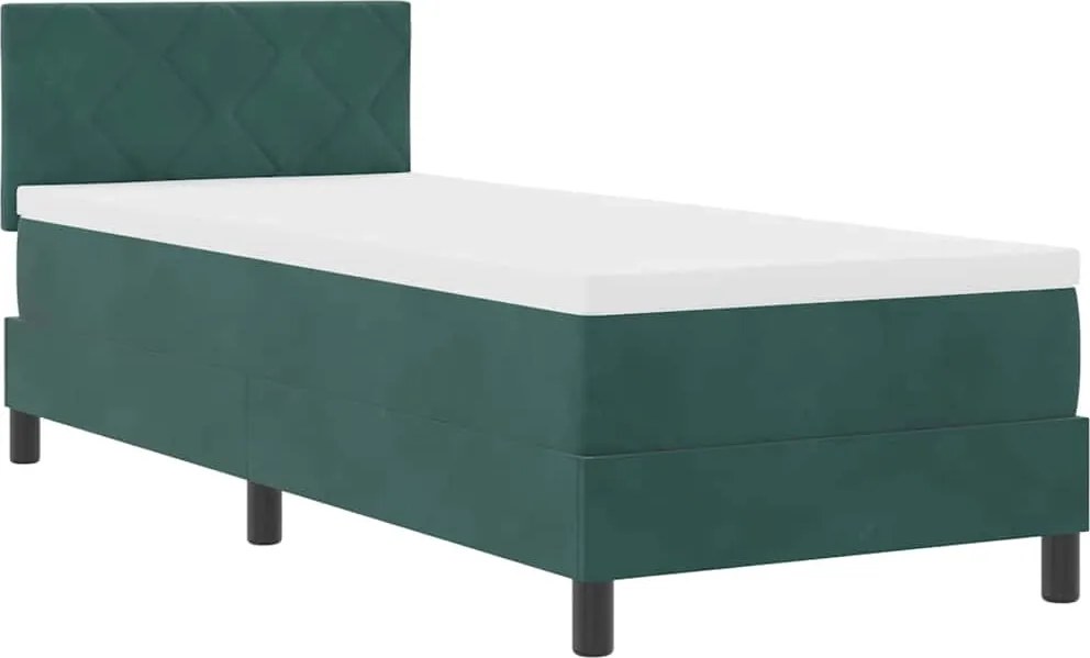 vidaXL Pat cu arc LED cu saltea Verde închis 80 x 200 cm Catifea