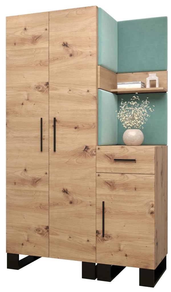 Set mobilier pentru hol Amanda 6 (Stejar artisan + verde). 1085904