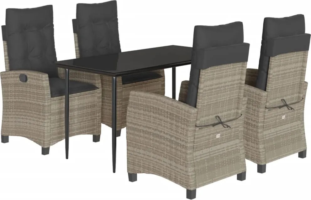 vidaXL Set mobilier de grădină cu perne, 5 piese gri deschis poliratan