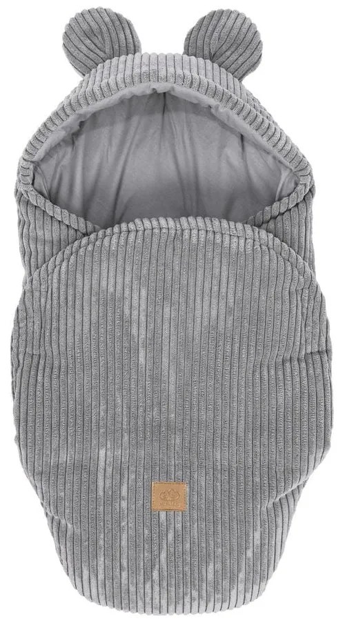 Păturică de înfășat gri din catifea reiată 45x80 cm – Meowbaby