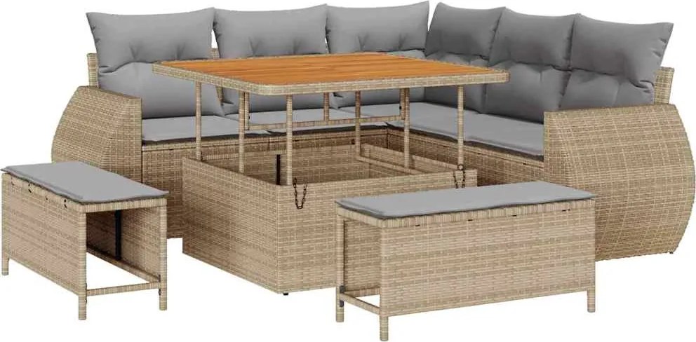 vidaXL Set de canapele pentru grădină 8 pcs Bej poliratan