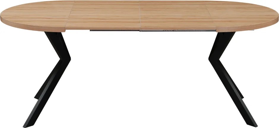Masă extensibilă de sufragerie, stejar deschis/negru, 100-250x75,5 cm, LUKOS