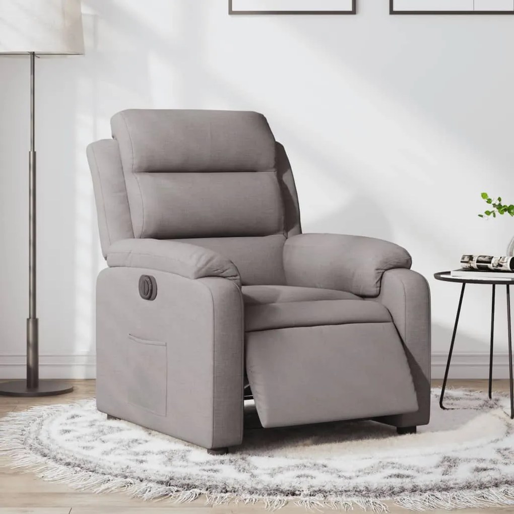 vidaXL Fotoliu rabatabil electric, gri taupe, material textil