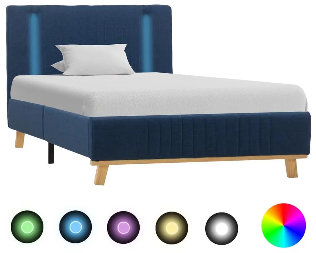 286662 vidaXL Cadru de pat cu LED, albastru, 100 x 200 cm, material textil