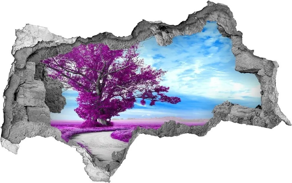 Autocolant 3D gaura cu priveliște Copac și calea