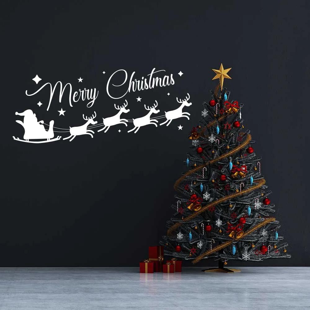 GLIX Merry Christmas Santa II. - autocolant de perete Alb 50 x 20 cm