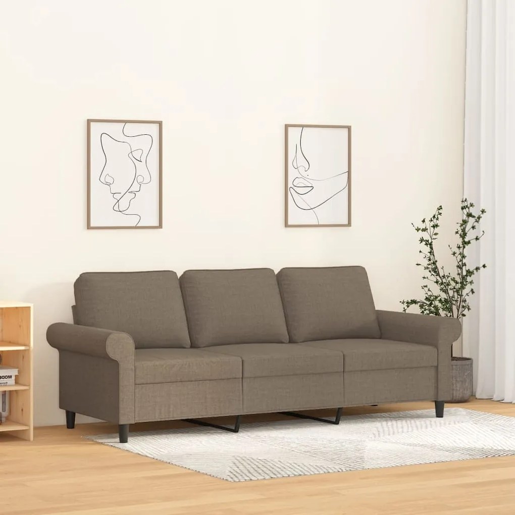 349208 vidaXL Canapea cu 3 locuri, taupe, 180 cm, material textil