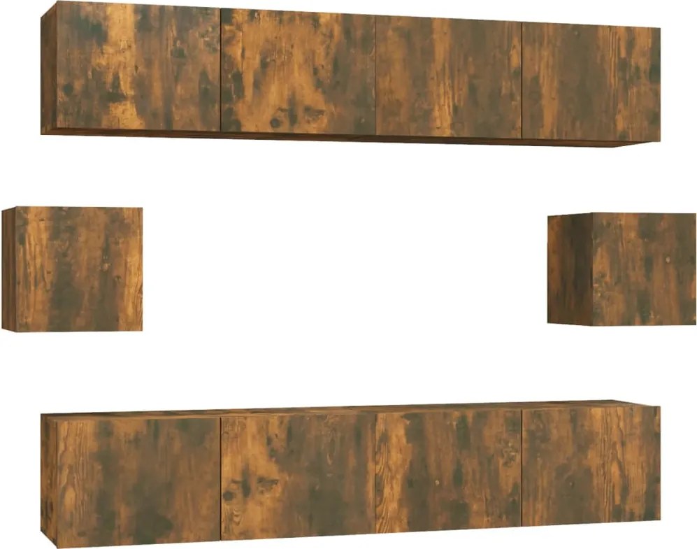 vidaXL Set dulapuri TV, 6 piese, stejar fumuriu, lemn prelucrat