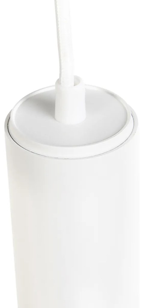 Lampă suspendată de design albă, incl. adaptor de șină monofazat - Slimline Tuba Small