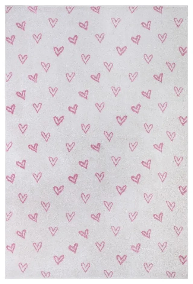 Covor pentru copii alb-roz 160x235 cm Hearts – Hanse Home