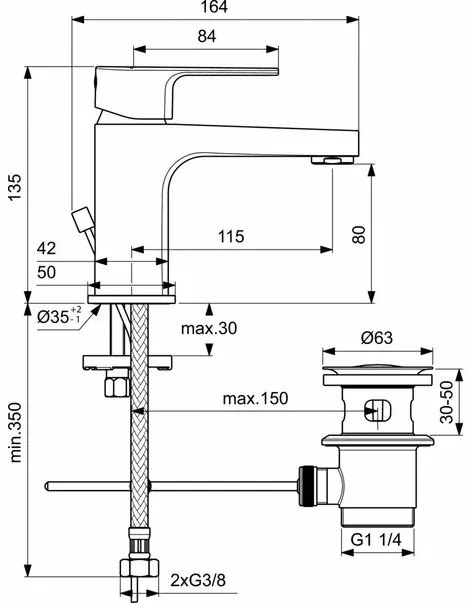 Baterie pentru lavoar Ideal Standard Cerafine D 80