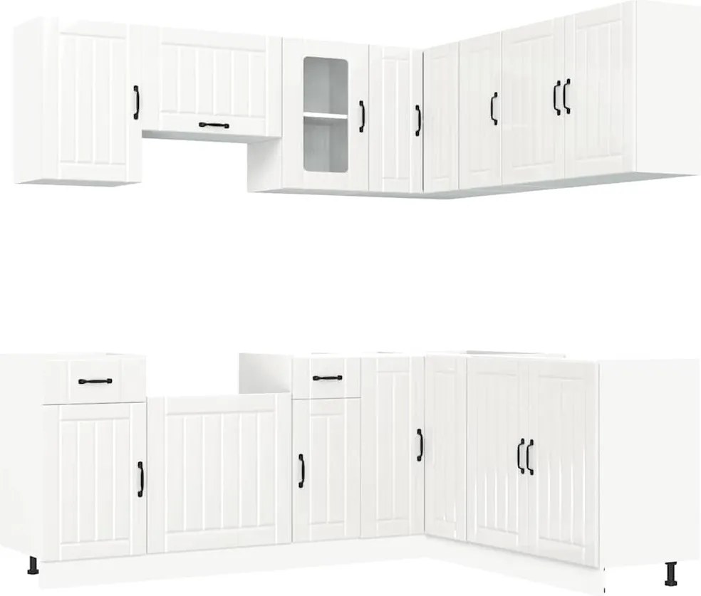 vidaXL Set dulap de bucătărie 11 piese „Kalmar” alb lucios Lemn