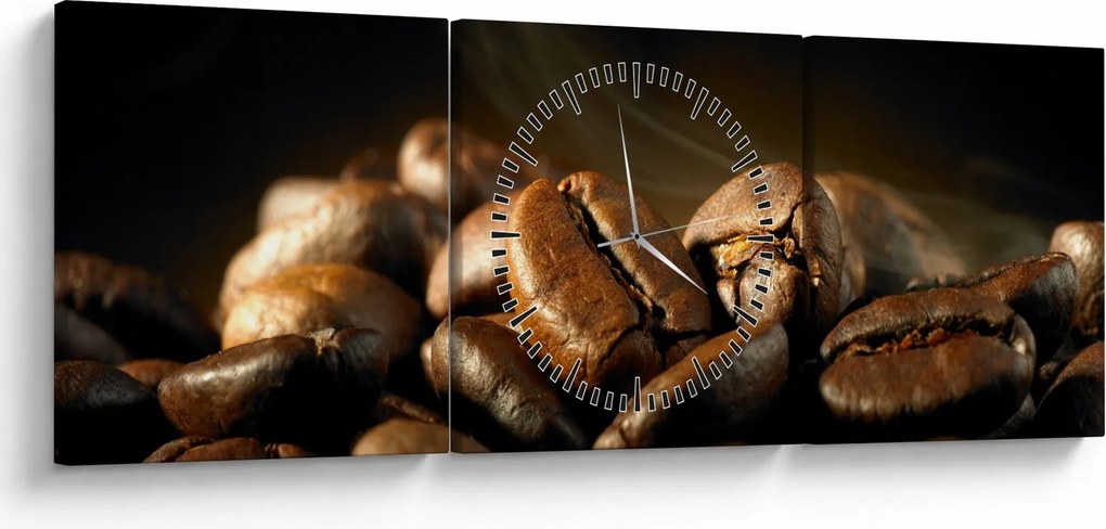 Tablou - Boabe de cafea (cu ceas) (90x30 cm)