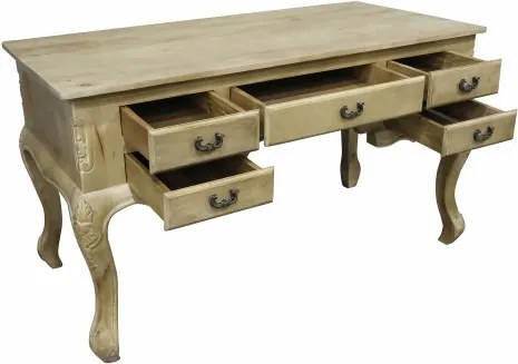 Birou clasic francez în stil Louis XV, din lemn masiv, cu finisaj decapé natural, „Richelieu”