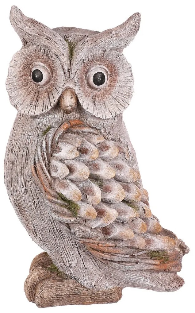 Decorație de grădină Bufniță, gri, 24 x 22 x 40 cm