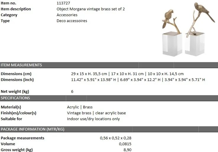 Set de 2 obiecte decorative LUX Morgana, alama 113727 HZ