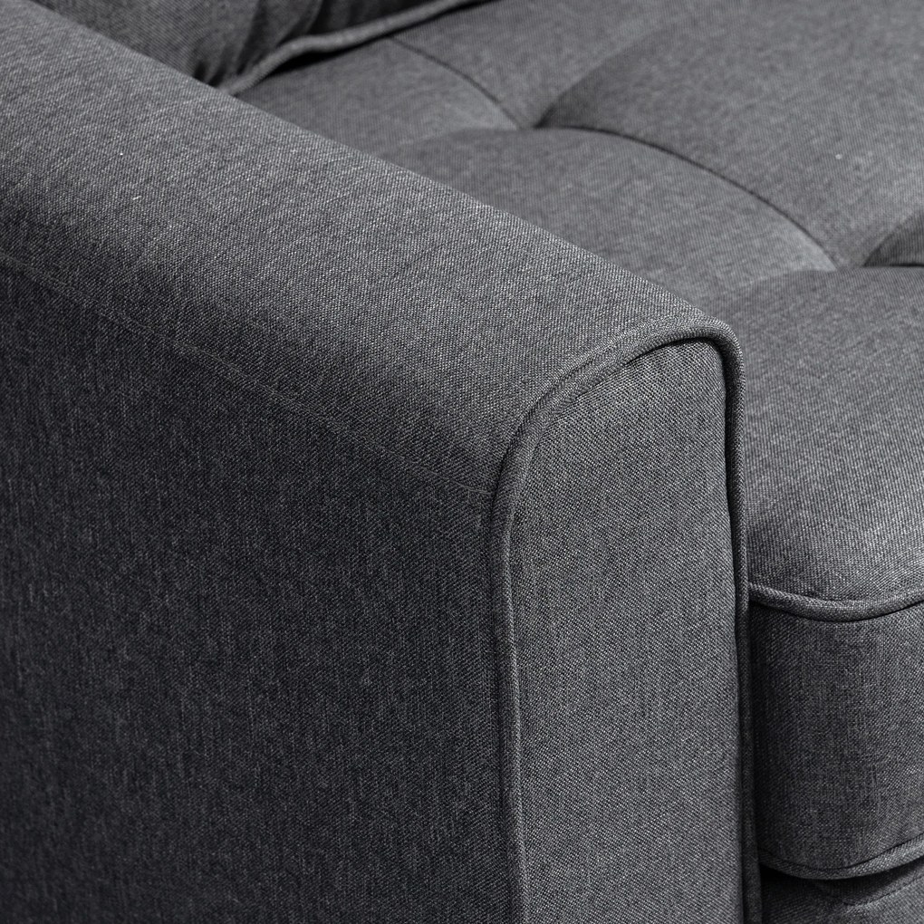 HOMCOM Canapea Extensibilă Pat de 2 Locuri Canapea din Material Textil cu Funcție de Pat Set de Canapele Tip Poliester Lin Lemn Cauțiucat Gri 147,5 x 75 x 85 cm | Aosom Romania