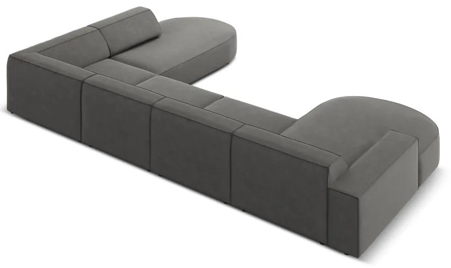 Colțar gri cu tapițerie din catifea (cu șezlong pe partea dreaptă) Jodie - Micadoni Home