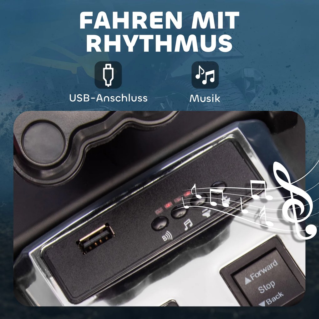 AIYAPLAY Vehicul electric pentru copii, design triciclu inversat, alimentare pe baterie, player MP3, claxon, 2 viteze, lumini LED, 3-8 ani, galben | Aosom Romania