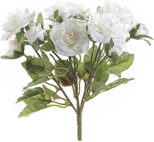 Buchet de flori artificiale trandafiri albi 15 H