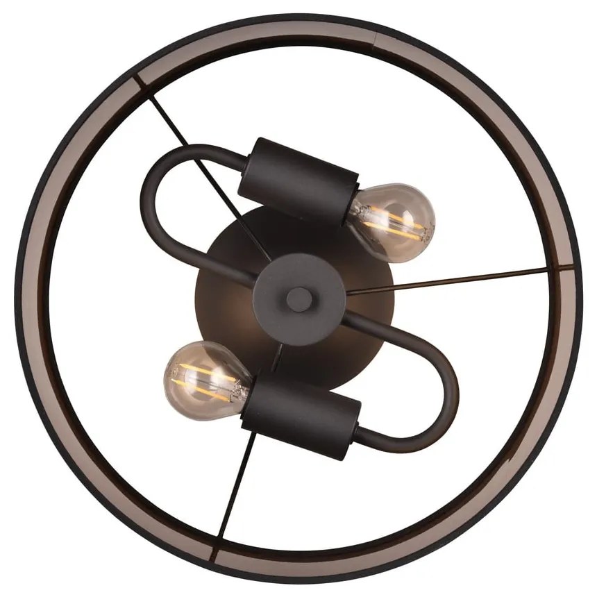 Plafonieră neagră-maro ø 30 cm Davos – Trio