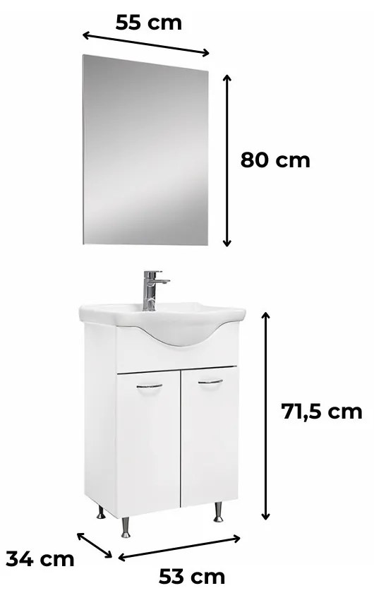 Ruben Prime 55 mobilier de baie complet Alb