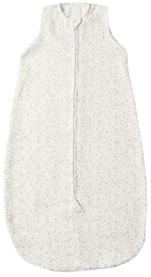 Sac de dormit de vara pentru copii din muselina dubla 3-18 luni Kidizi Tiny Hearts Grey, 0.3 tog