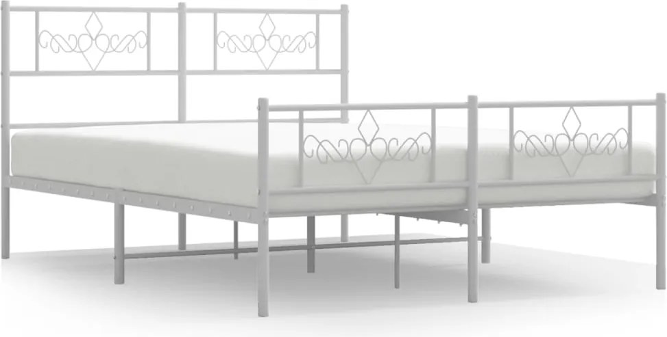 vidaXL Cadru de pat metalic cu tăblie, alb, 120x190 cm