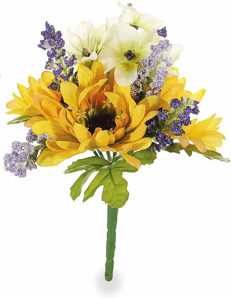 Buchet artificial flori de camp si floarea soarelui Yellow 20 cm