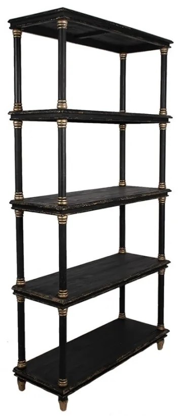 Biblioteca neagra, din lemn masiv, aspect vintage, Noire