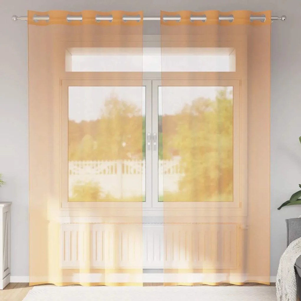 vidaXL Perdele Voile cu Oelii 2 buc Portocaliu 140x245 cm