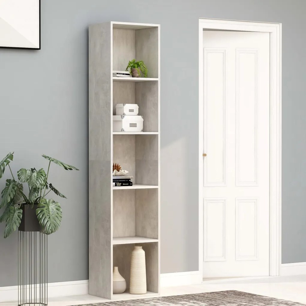 vidaXL Bibliotecă, gri beton, 40x30x189 cm, lemn prelucrat