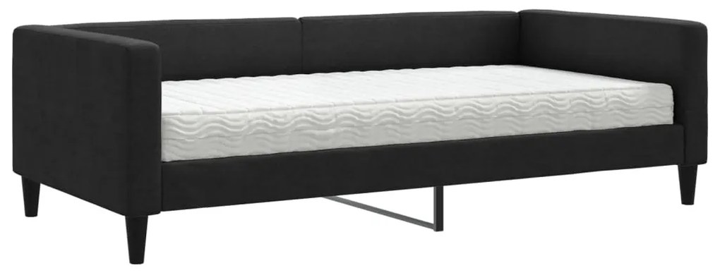 3196567 vidaXL Pat de zi cu saltea, negru, 100x200 cm, textil