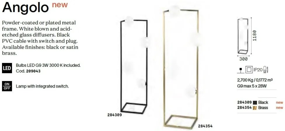 Lampa de podea design minimalist Angolo pt5 negru