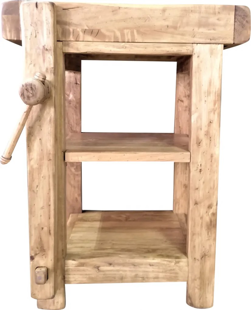 Banc de tamplar, L64 57 H82 cm, natur antic, lemn masiv