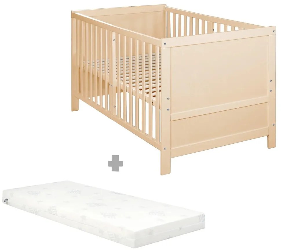 Pătuț în culoare naturală cu înălțime reglabilă 70x140 cm Easy Sleep – Roba