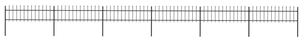 Gard de gradina cu varf sulita, negru, 10,2 x 0,6 m, otel 1, 0.6 m, 10.2 m