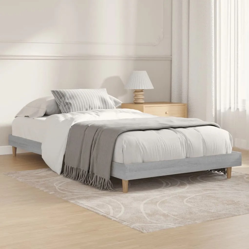 832099 vidaXL Cadru de pat, gri sonoma, 90x190 cm, lemn prelucrat