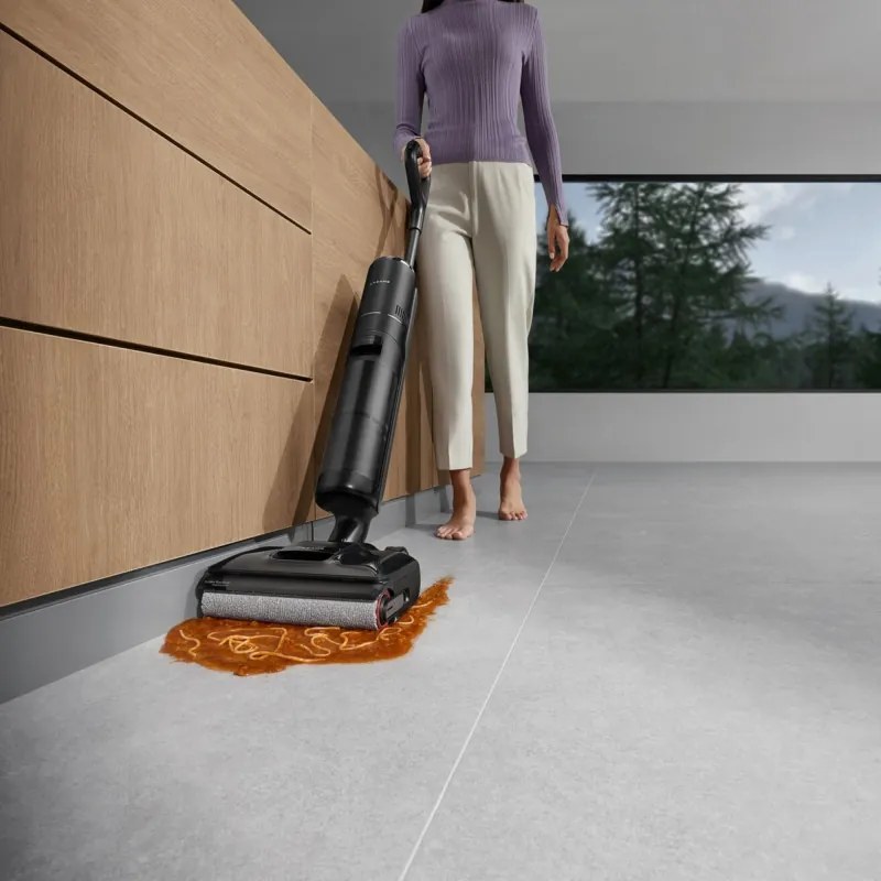 Aspirator vertical si mop Dreame H12 Pro FlexReach HHR44A, 400 W, 18 000 Pa, 50 min, 4 moduri, Curatare umeda pana la 90°C, Autocuratare si autosuscare, Ecran LED, Negru