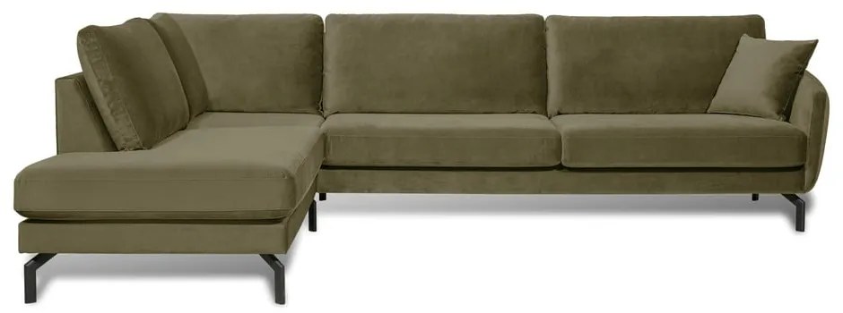 Colțar verde din catifea (cu șezlong pe partea stângă ) Magic - Scandic